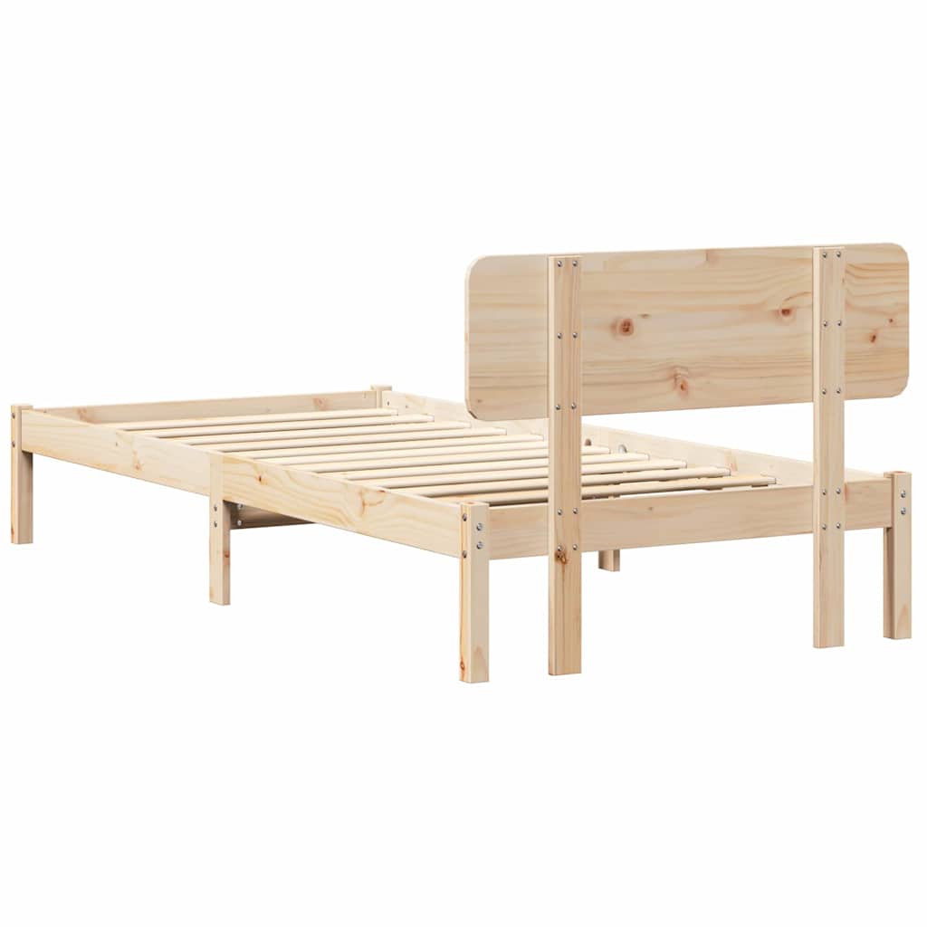 Bed Frame with Headboard Natural 90 x 200 cm Solid Pine Wood