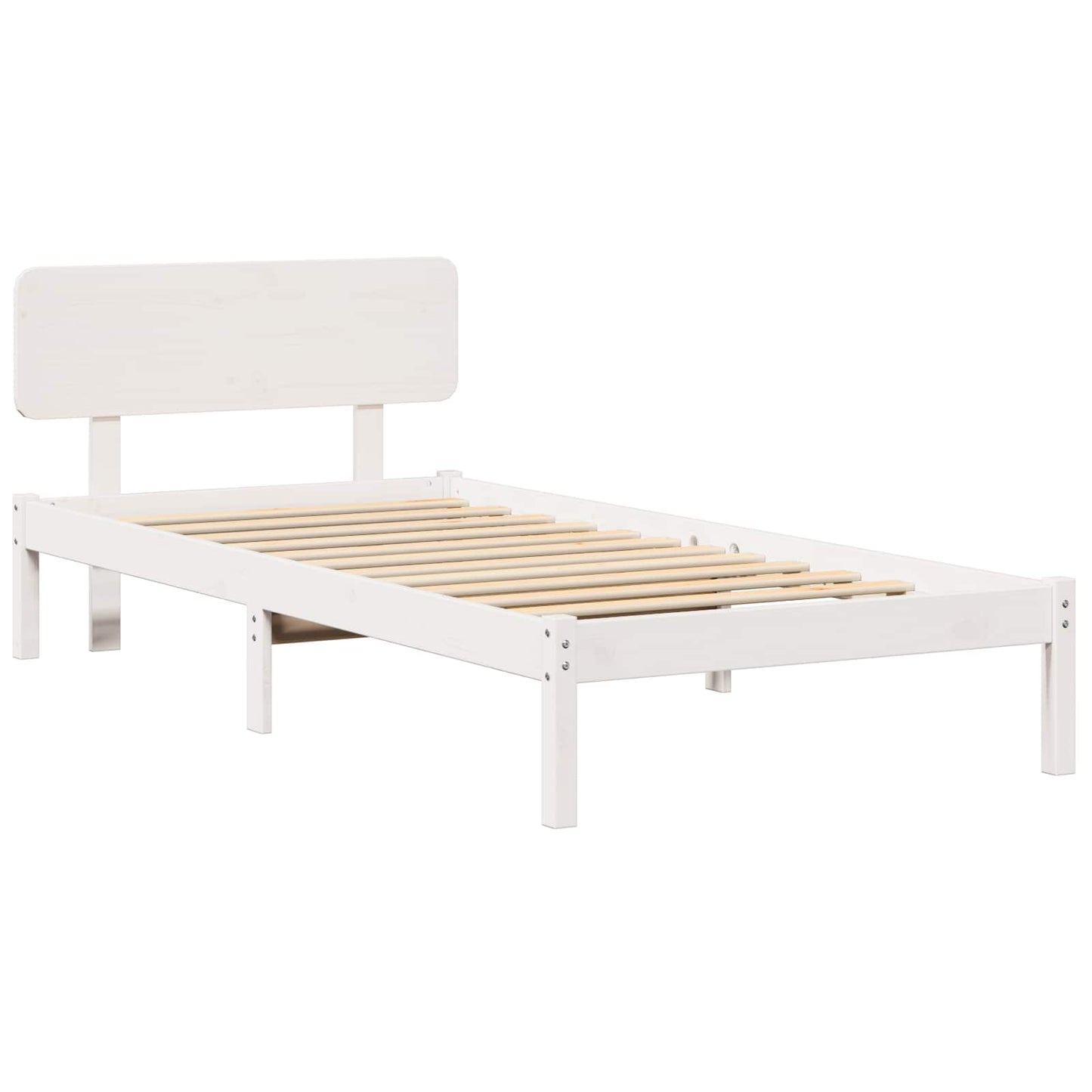 Bed Frame with Headboard White 90 x 200 cm Solid Pine Wood