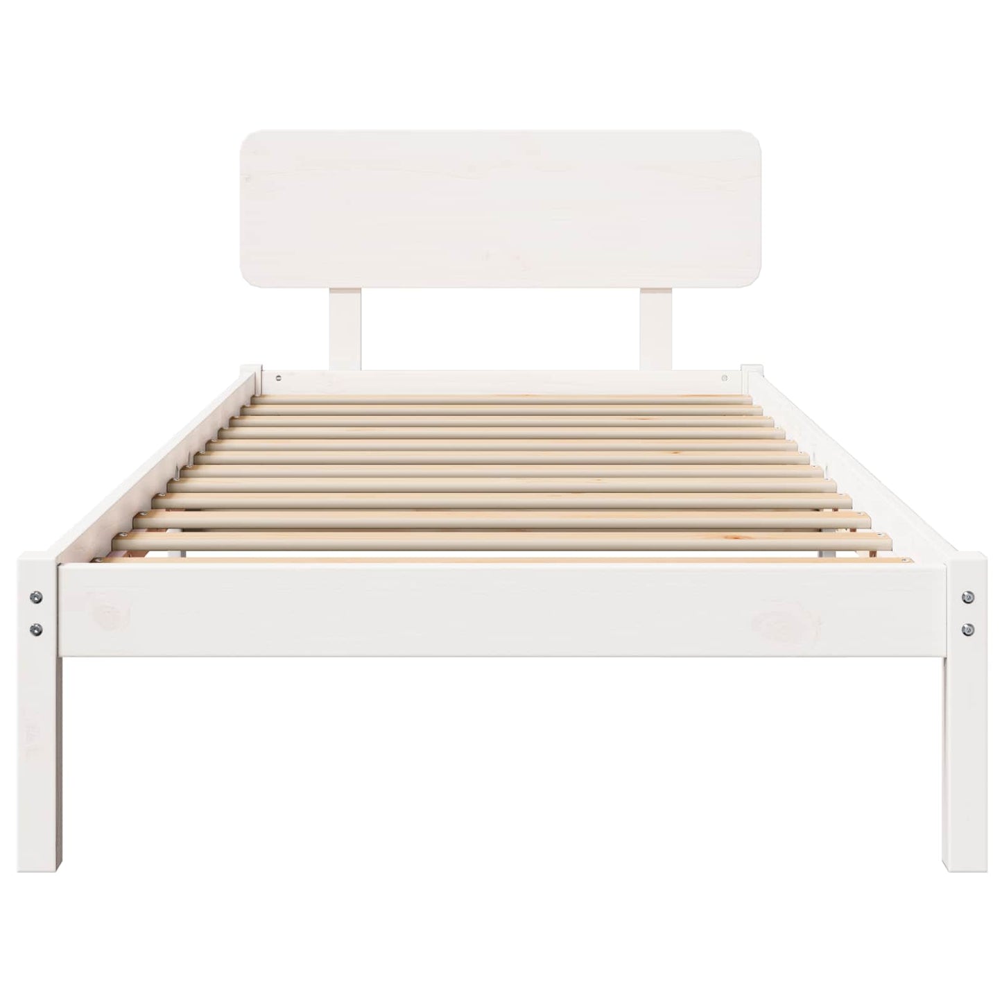 Bed Frame with Headboard White 90 x 200 cm Solid Pine Wood