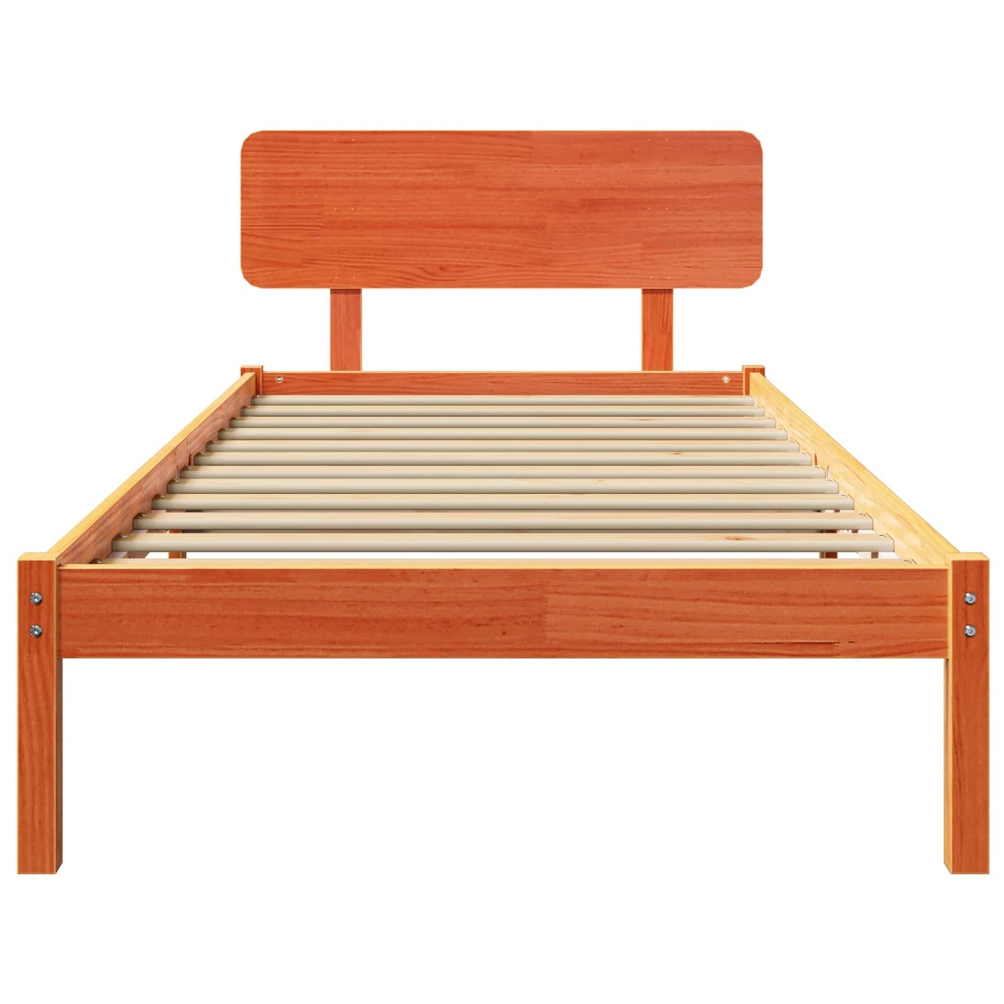 Bed Frame with Headboard Wax Brown 90 x 200 cm Solid Pine Wood