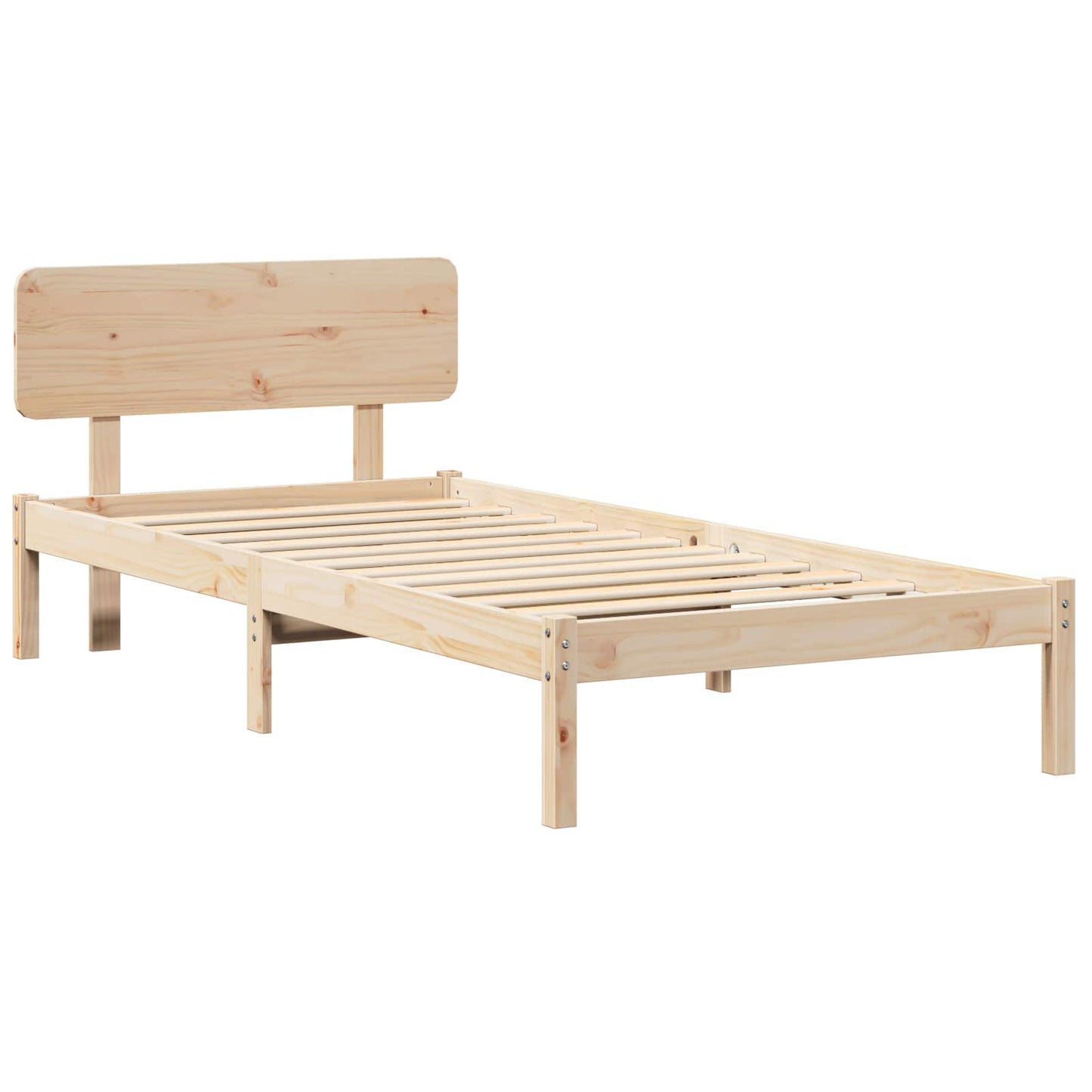 Bed Frame with Headboard Natural 90 x 190 cm Solid Pine Wood