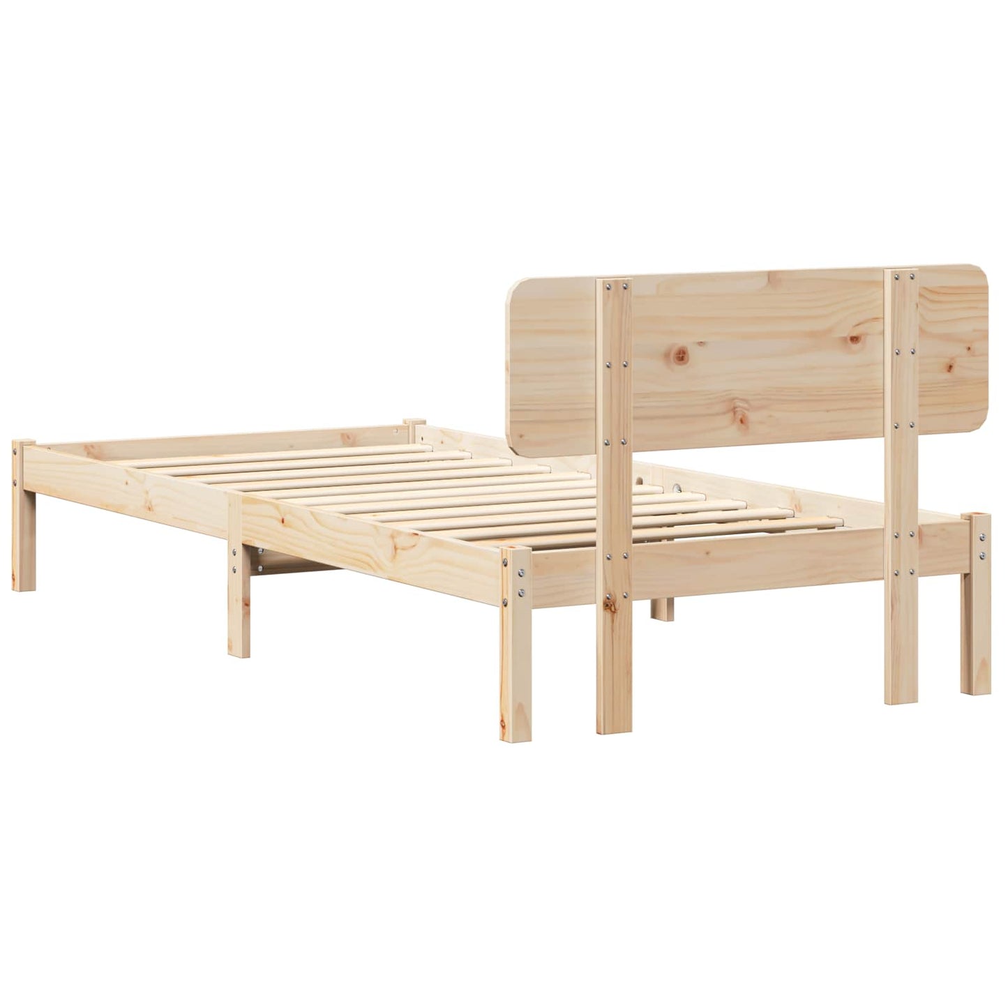 Bed Frame with Headboard Natural 75 x 190 cm Solid Pine Wood