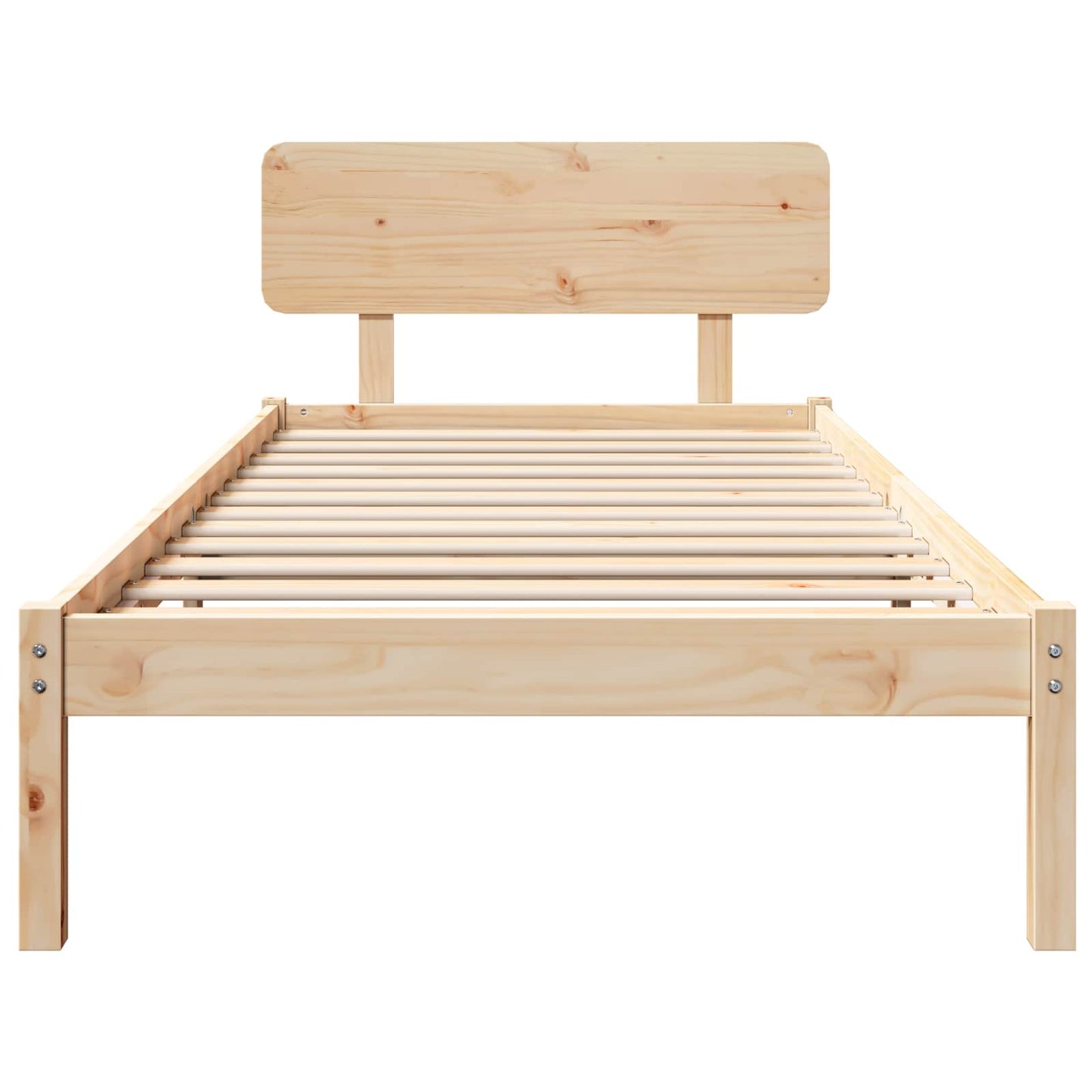 Bed Frame with Headboard Natural 75 x 190 cm Solid Pine Wood
