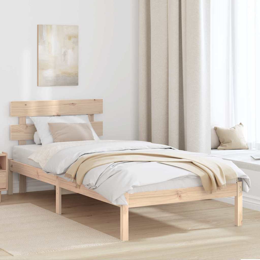 Bed Frame with Headboard Brown 80 x 200 cm Solid Pine wood