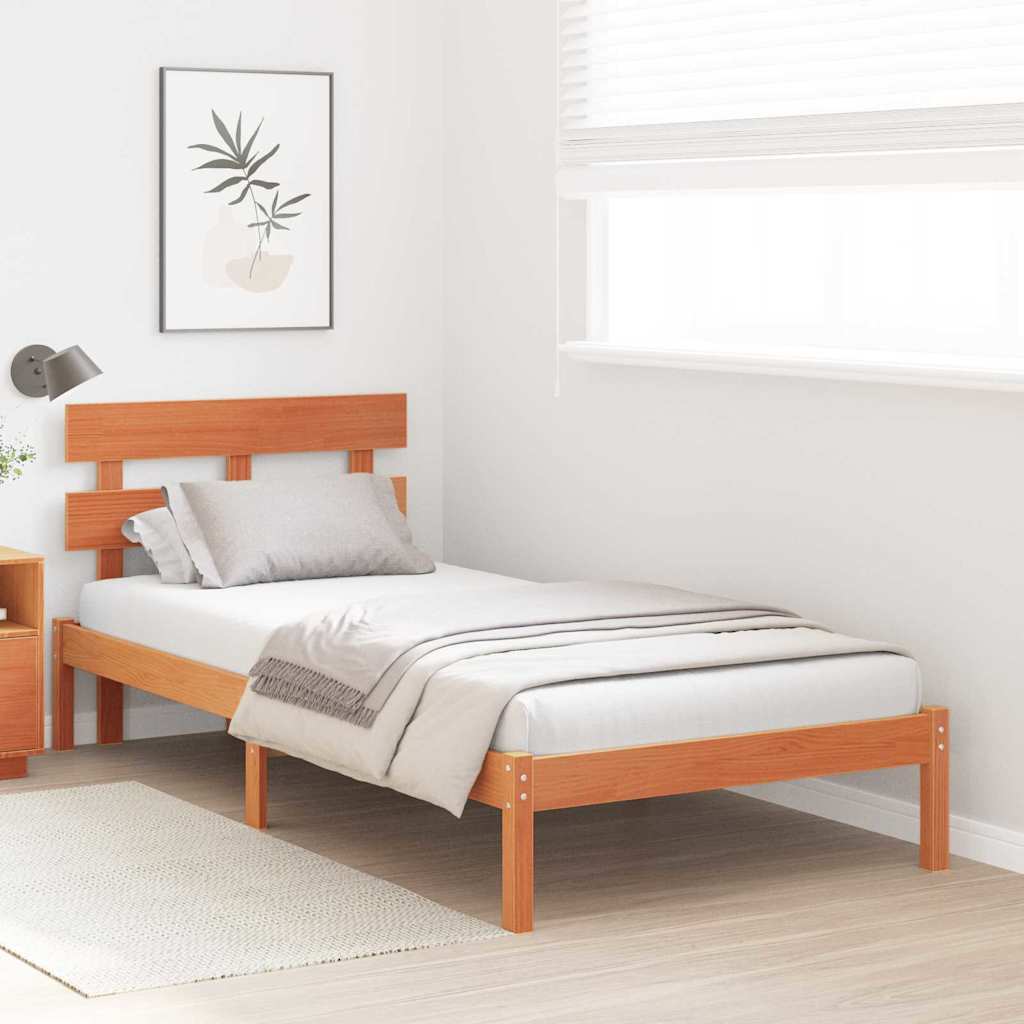 Bed Frame with Headboard Brown 80 x 200 cm Solid Pine wood
