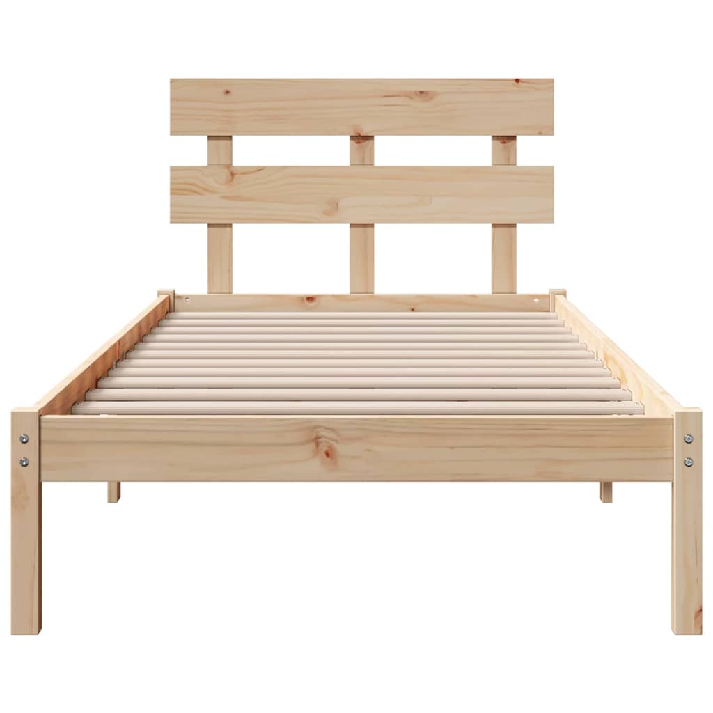 Bed Frame with Headboard Brown 90 x 200 cm Solid Pine wood