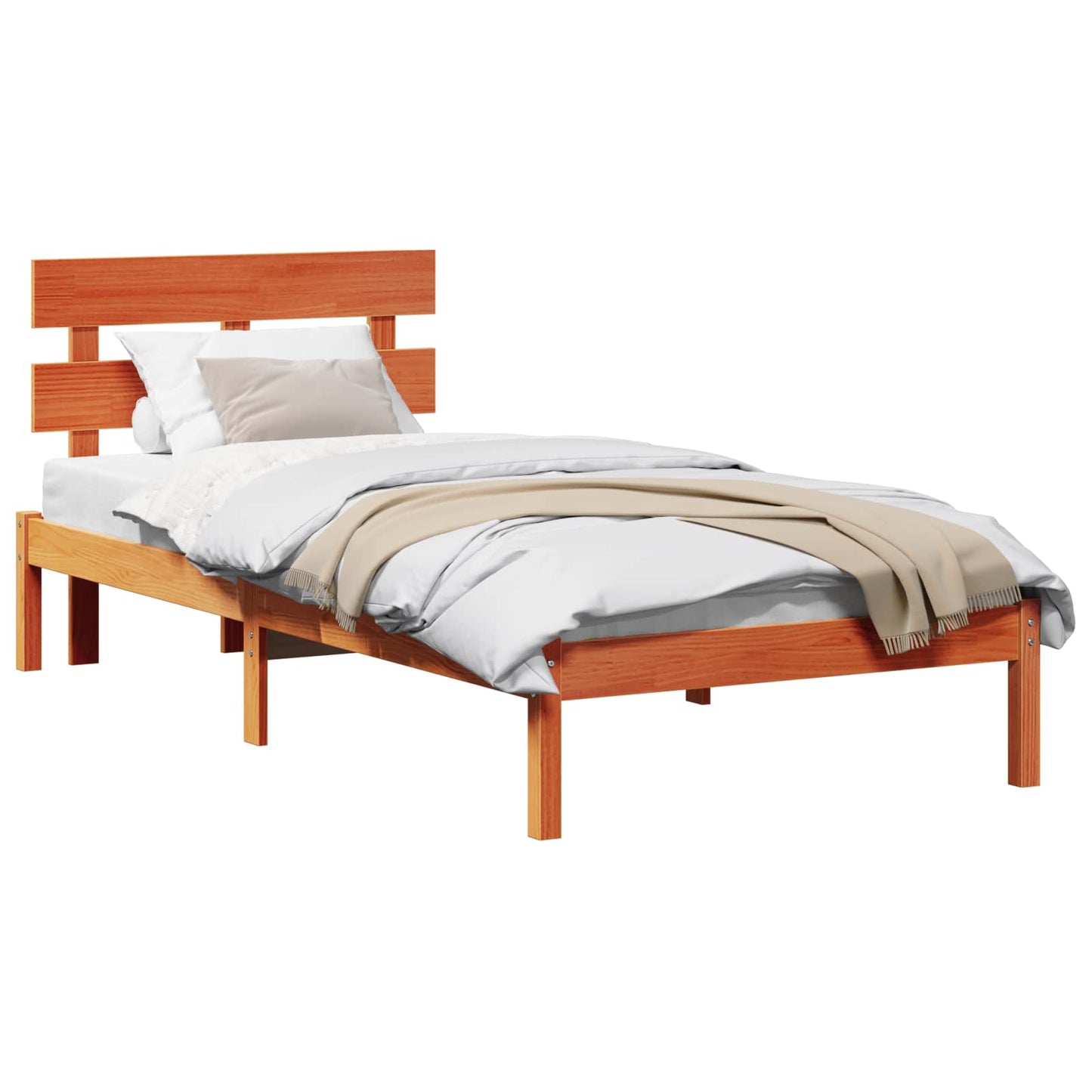 Bed Frame with Headboard Brown 90 x 200 cm Solid Pine wood