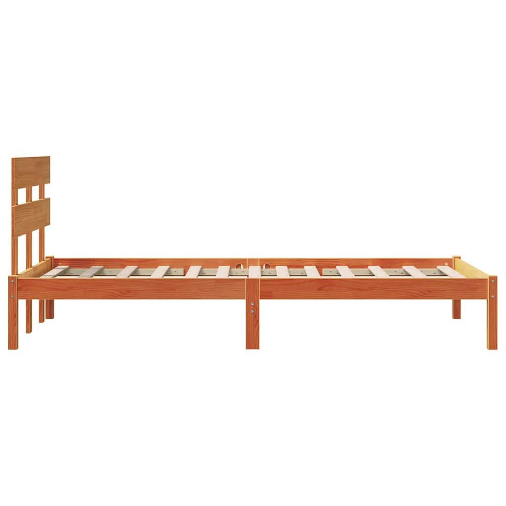 Bed Frame with Headboard Brown 90 x 200 cm Solid Pine wood