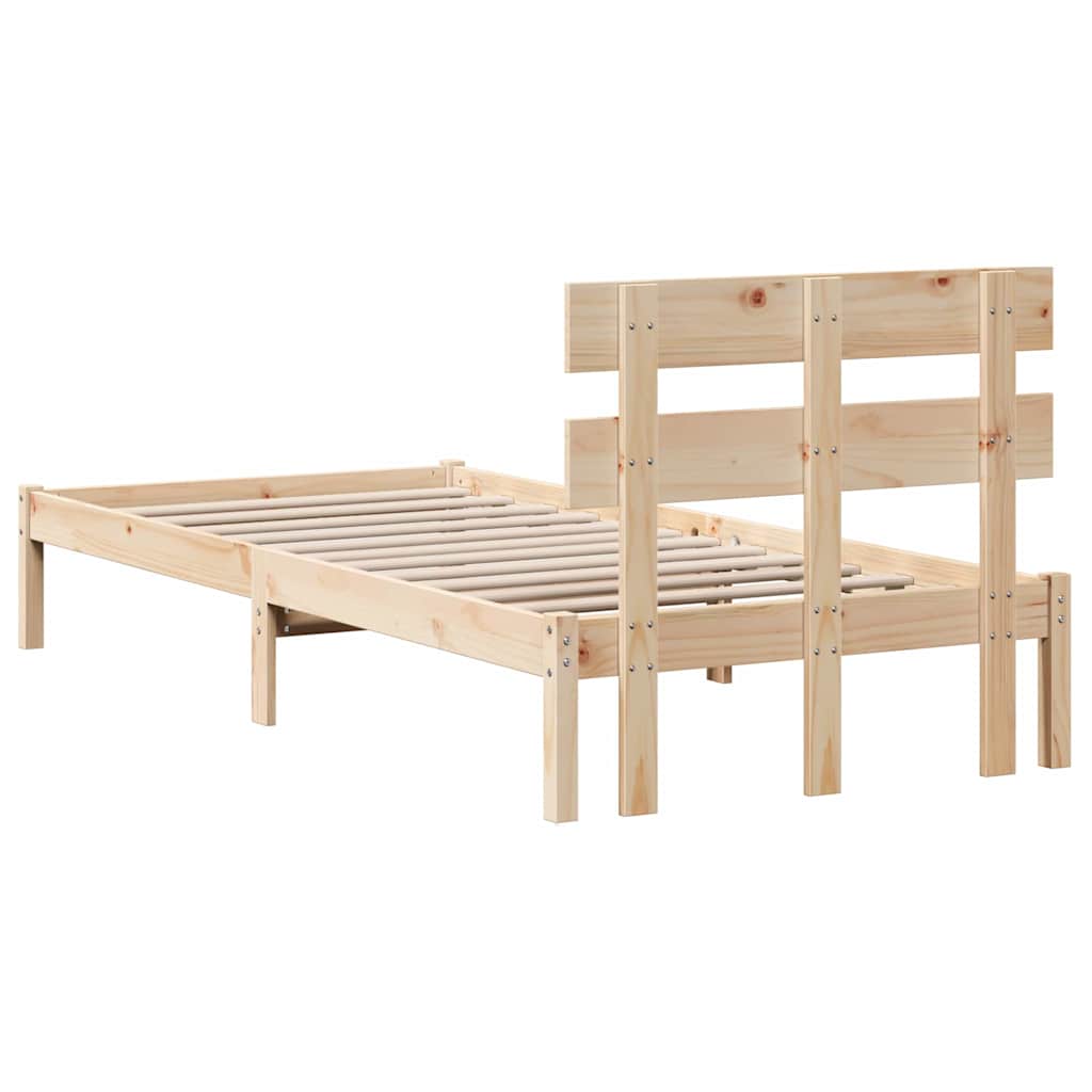 Bed Frame with Headboard Brown 100 x 200 cm Solid Pine wood