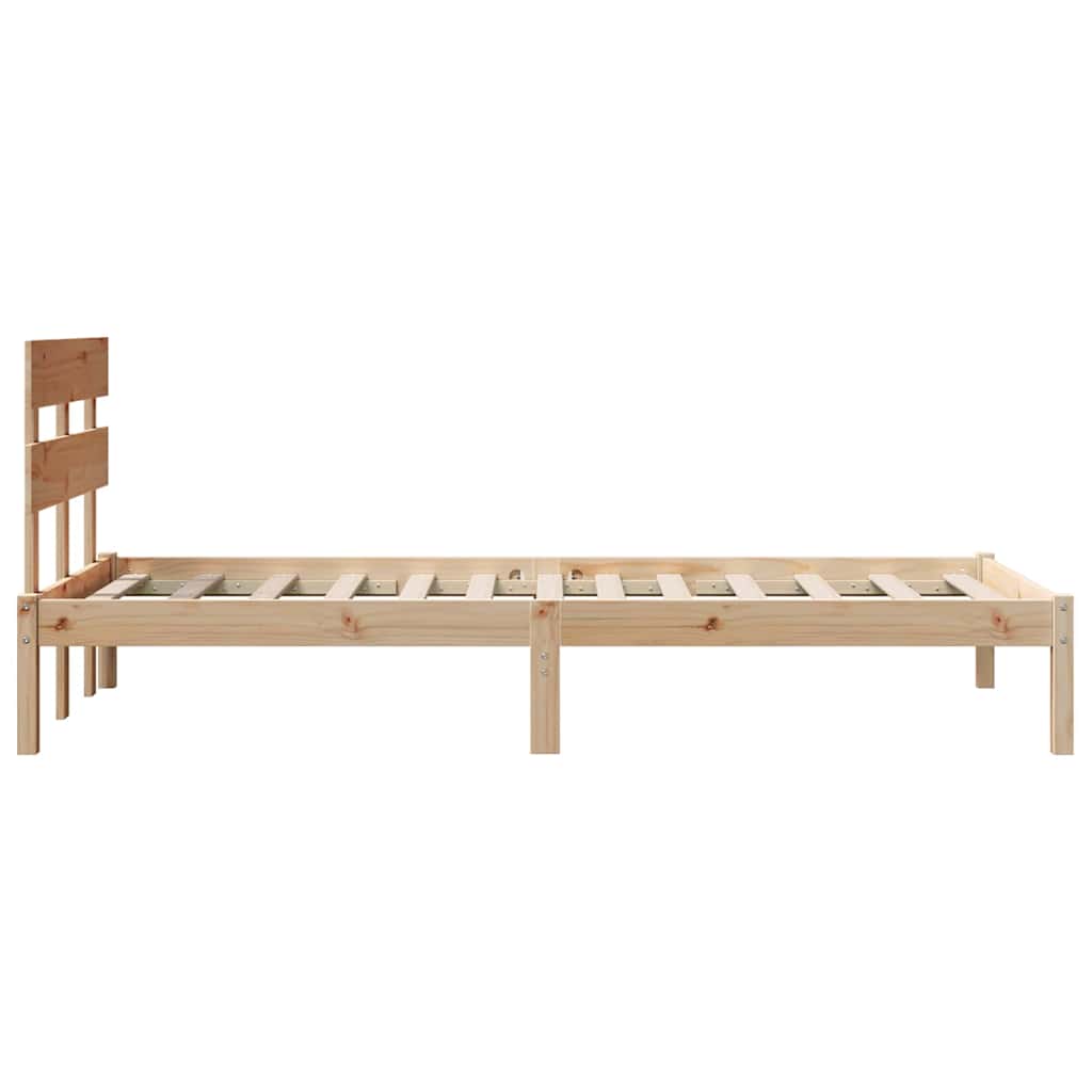 Bed Frame with Headboard Brown 90 x 190 cm Solid Pine wood