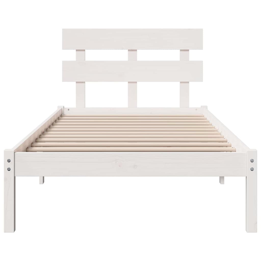 Bed Frame with Headboard White 90 x 190 cm Solid Pine wood