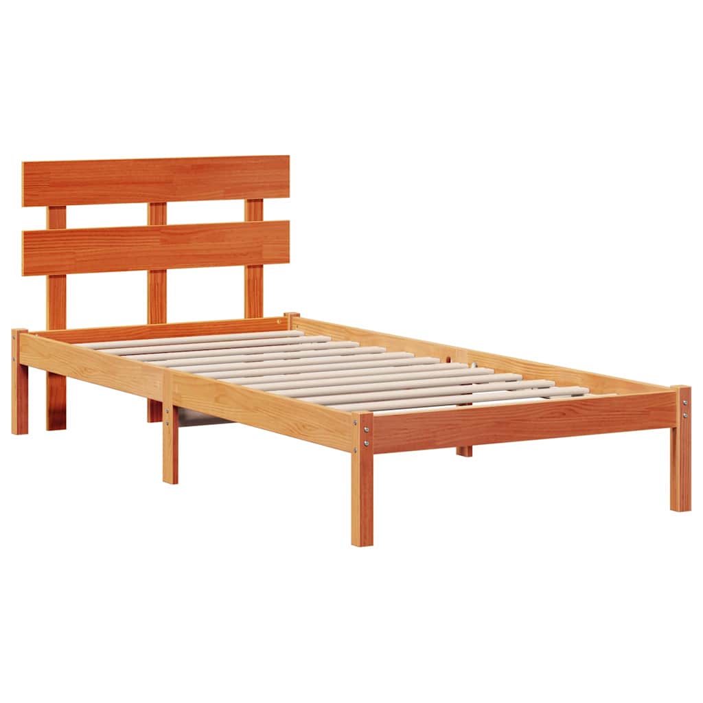 Bed Frame with Headboard Brown 90 x 190 cm Solid Pine wood