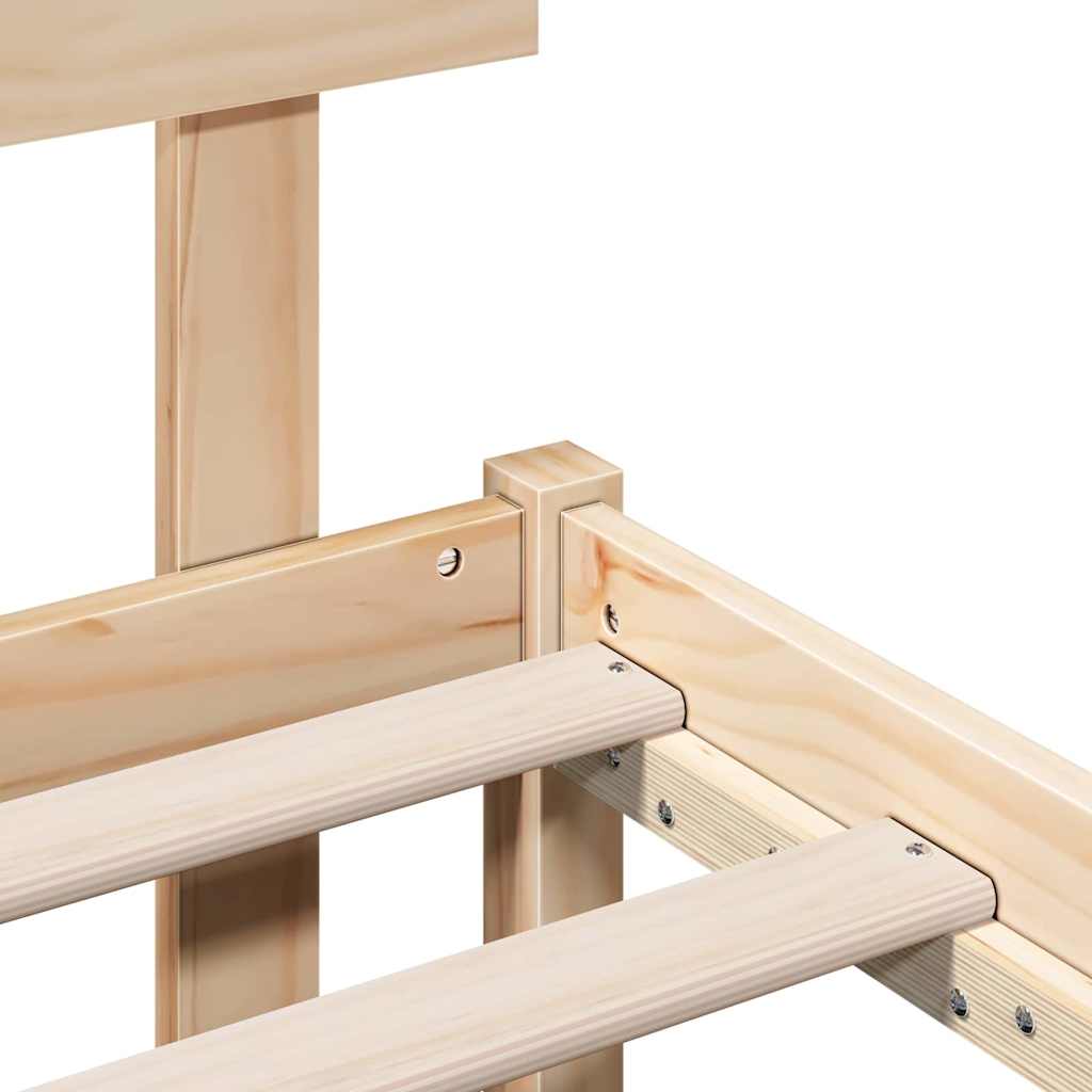 Bed Frame with Headboard Brown 75 x 190 cm Solid Pine wood