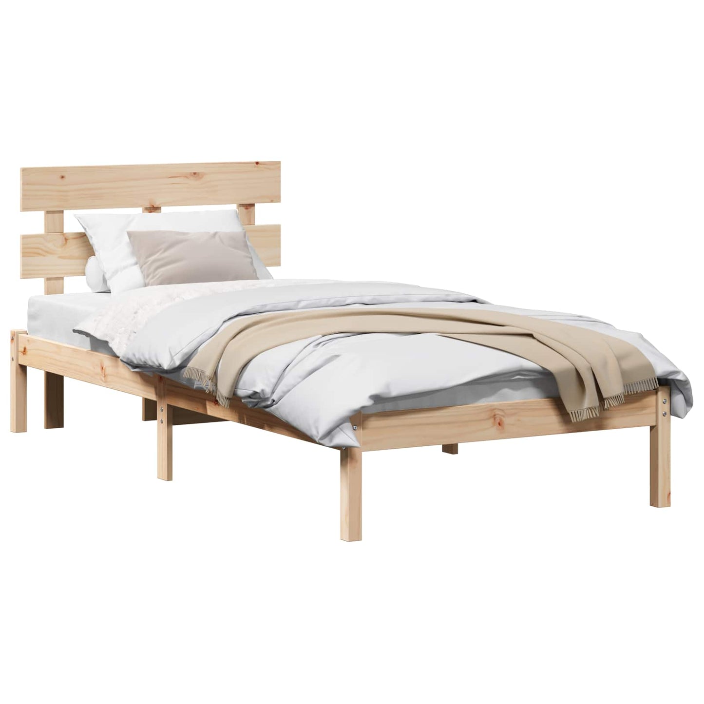 Bed Frame with Headboard Brown 75 x 190 cm Solid Pine wood