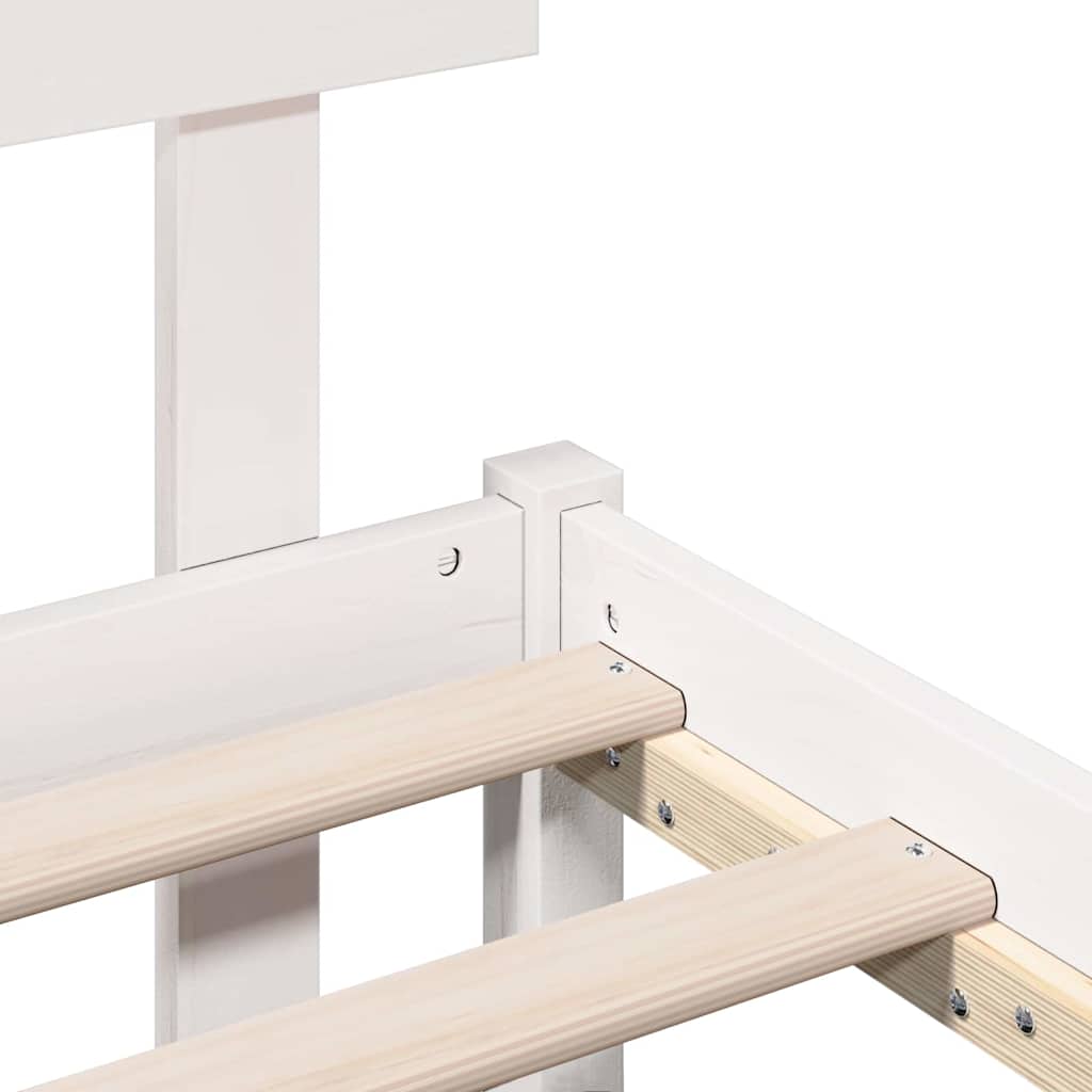Bed Frame with Headboard White 75 x 190 cm Solid Pine wood