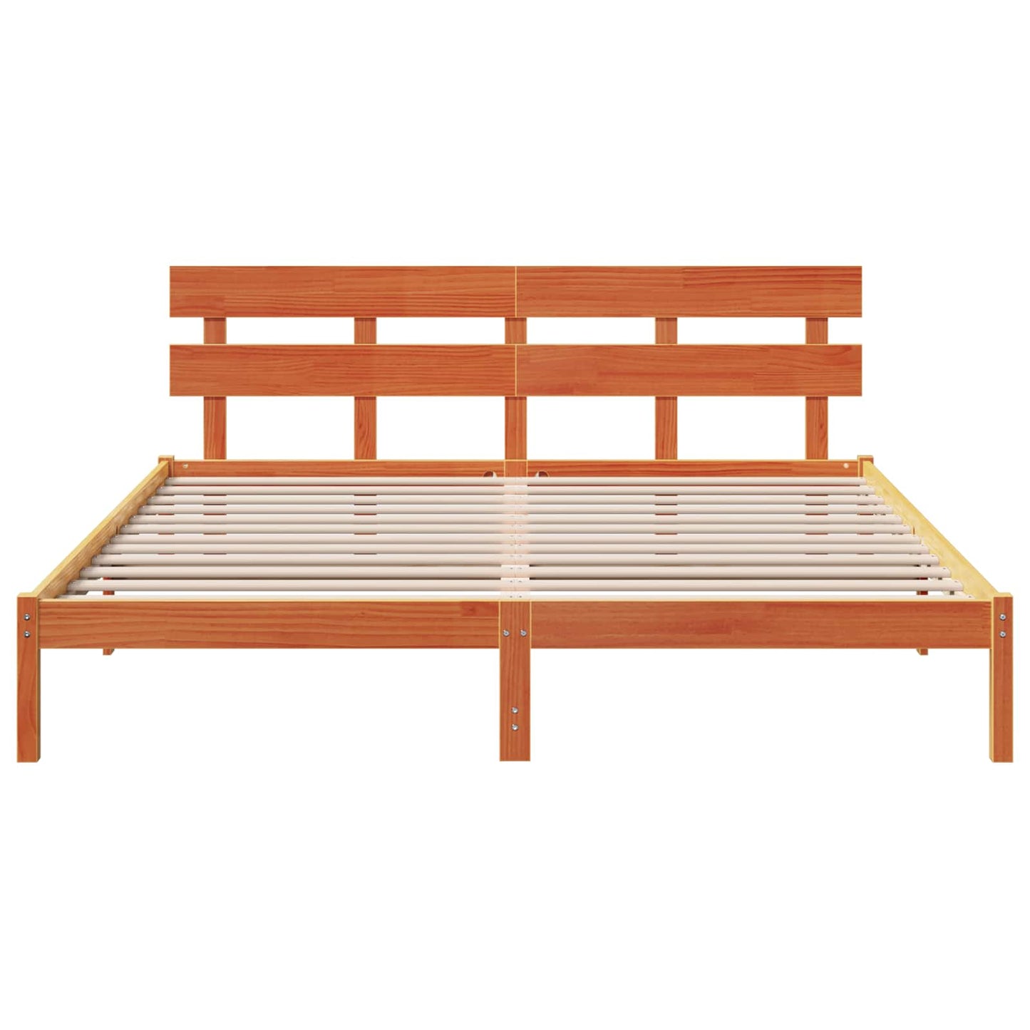 Bed Frame with Headboard Brown 200 x 200 cm Solid Pine wood
