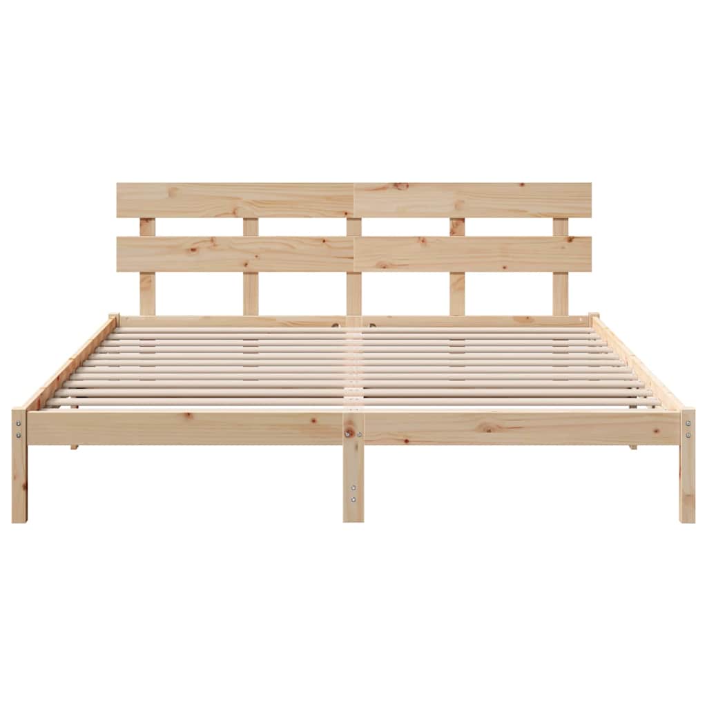 Bed Frame with Headboard Brown 180 x 200 cm Solid Pine wood