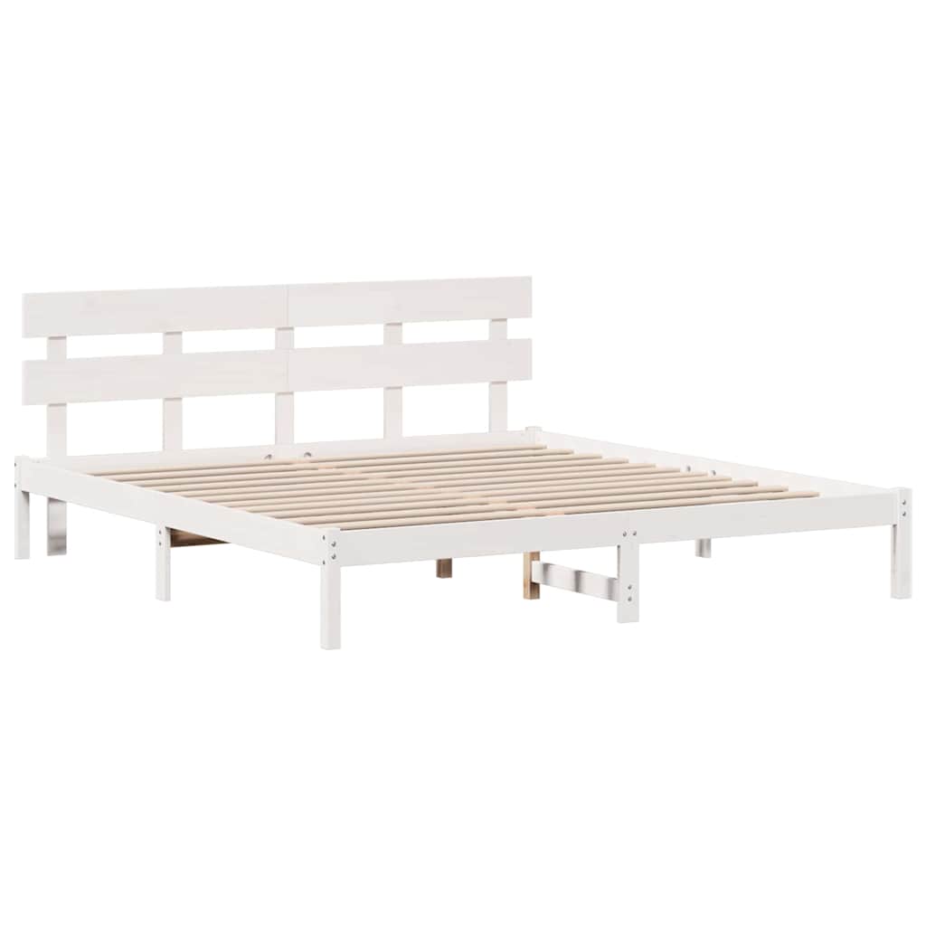 Bed Frame with Headboard White 180 x 200 cm Solid Pine wood