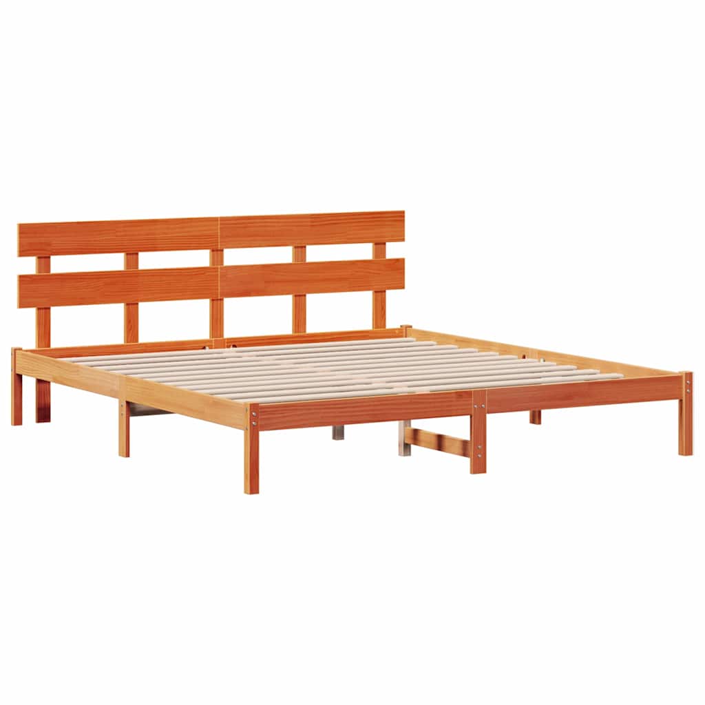 Bed Frame with Headboard Brown 180 x 200 cm Solid Pine wood
