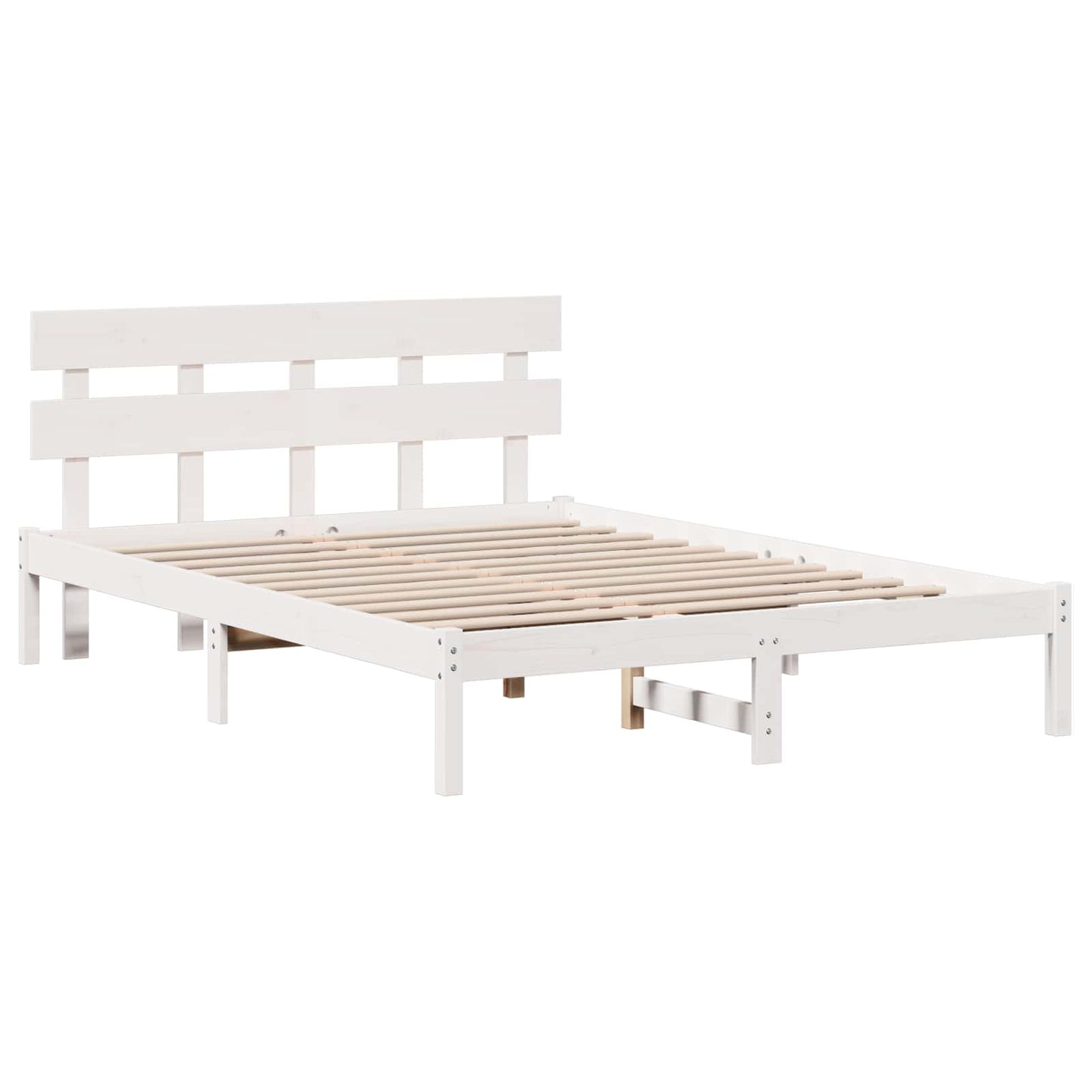 Bed Frame with Headboard White 160 x 200 cm Solid Pine wood