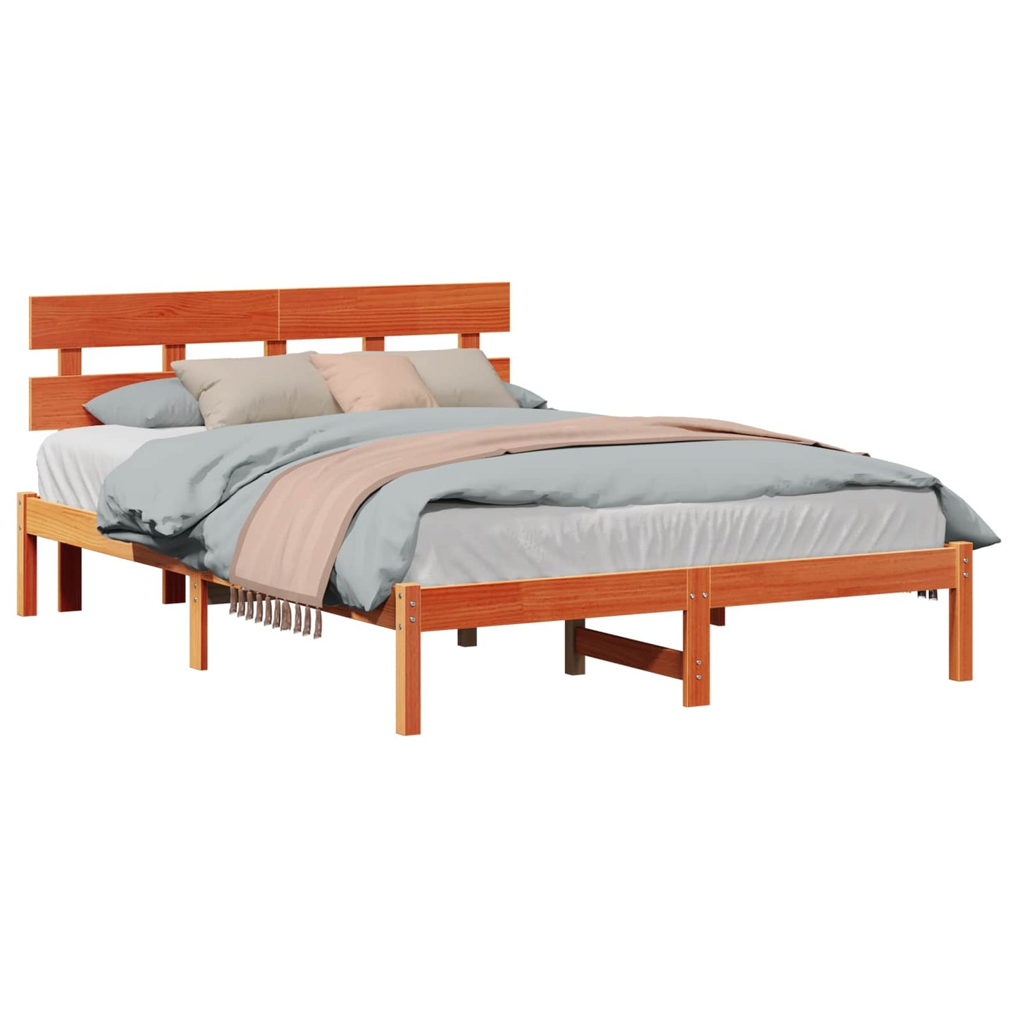 Bed Frame with Headboard Brown 160 x 200 cm Solid Pine wood