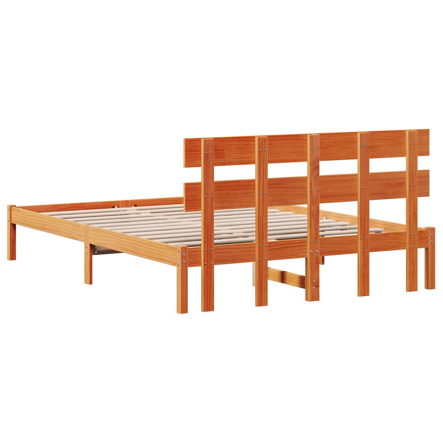 Bed Frame with Headboard Brown 150 x 200 cm Solid Pine wood