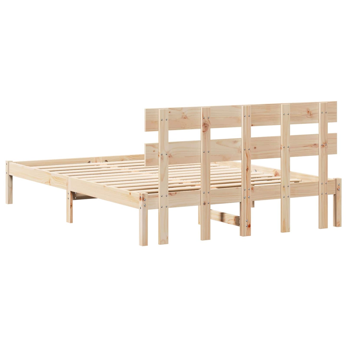 Bed Frame with Headboard Brown 140 x 200 cm Solid Pine wood