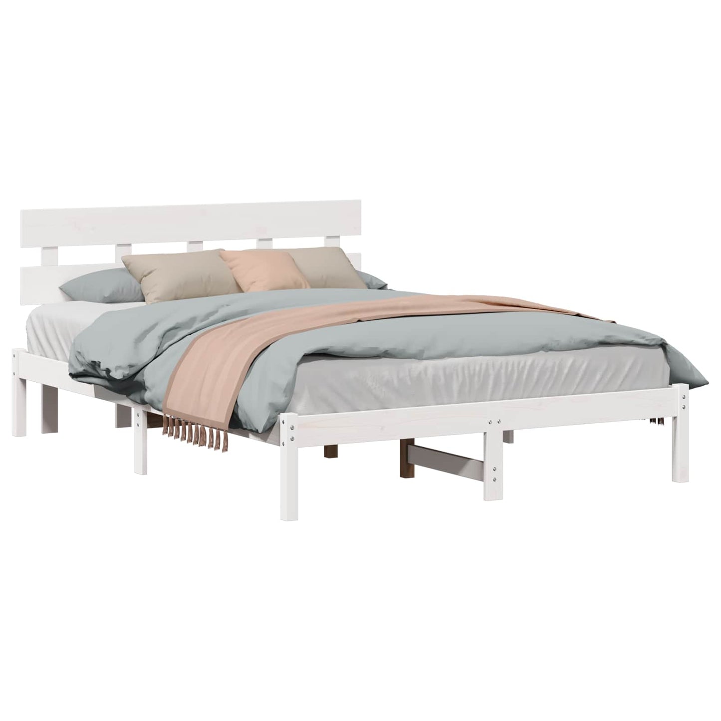 Bed Frame with Headboard Brown 140 x 200 cm Solid Pine wood