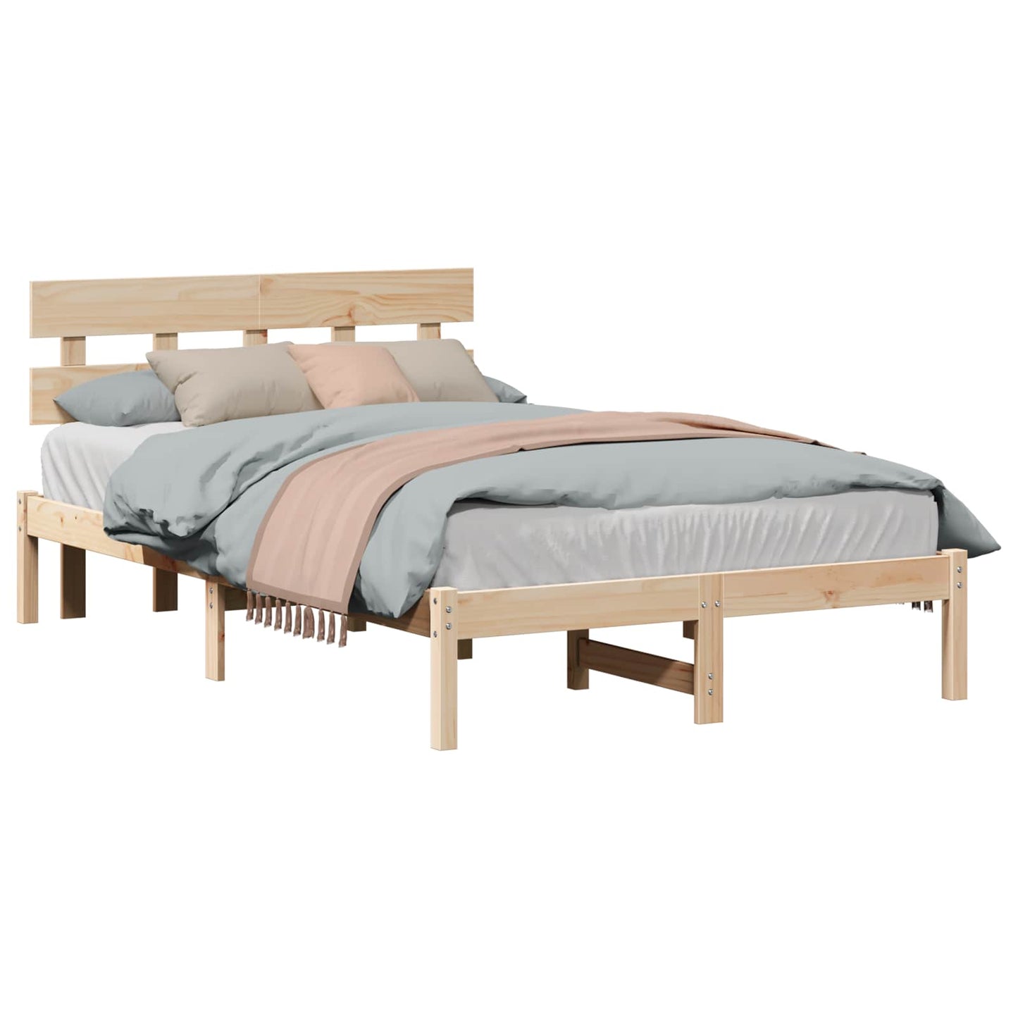 Bed Frame with Headboard Brown 120 x 200 cm Solid Pine wood