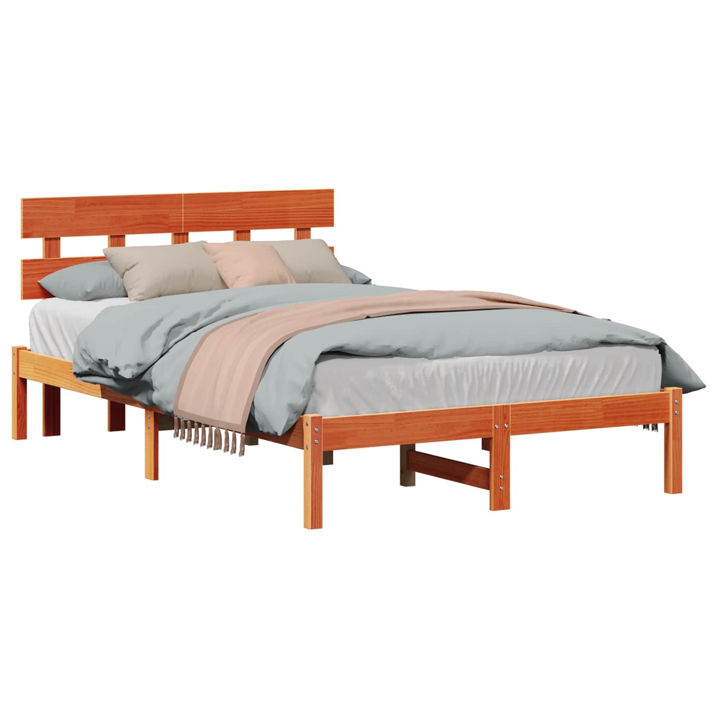 Bed Frame with Headboard Brown 120 x 200 cm Solid Pine wood