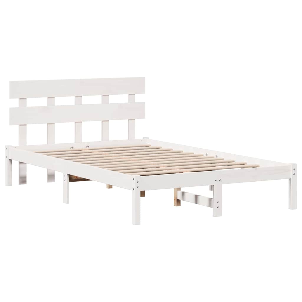 Bed Frame with Headboard White 120 x 190 cm Solid Pine wood