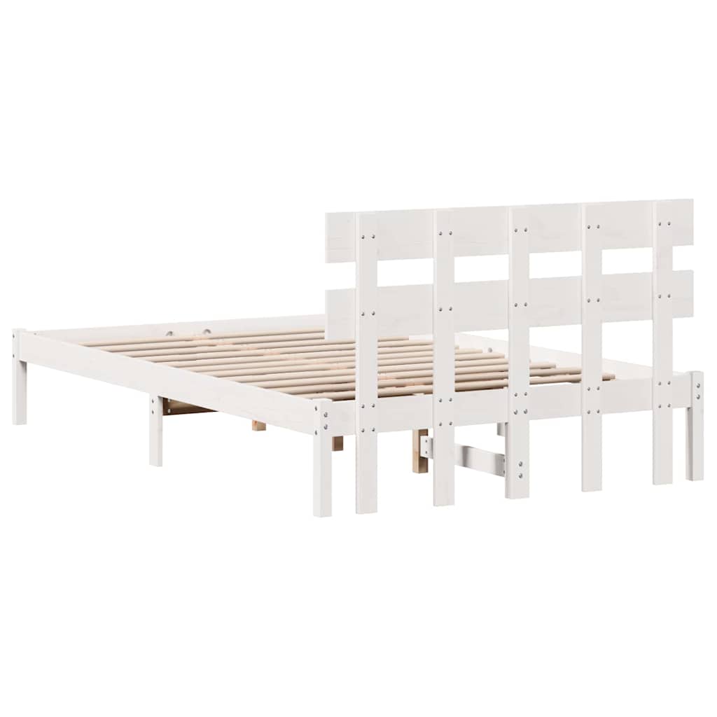 Bed Frame with Headboard White 120 x 190 cm Solid Pine wood