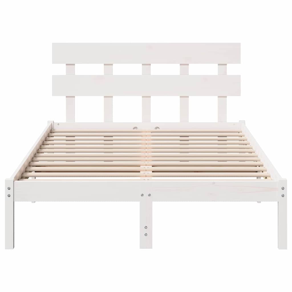 Bed Frame with Headboard White 120 x 190 cm Solid Pine wood