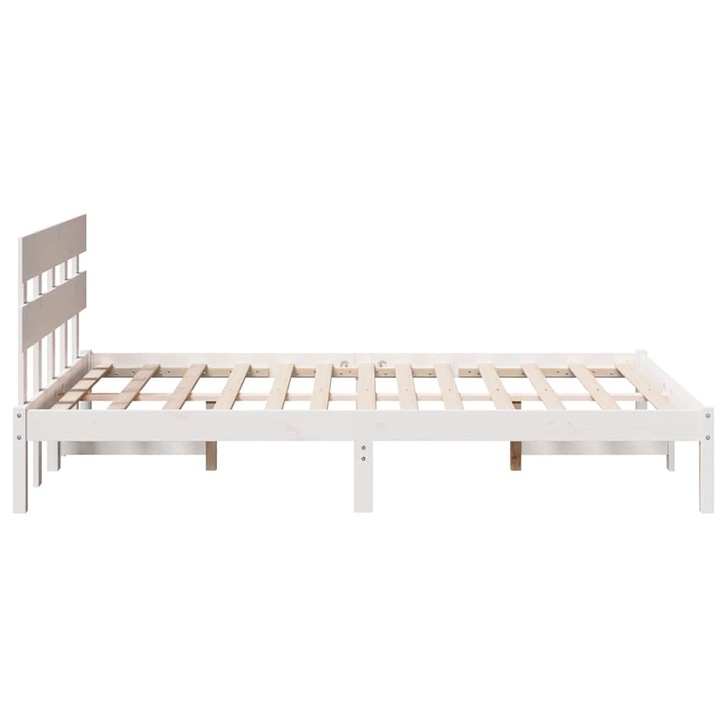 Bed Frame with Headboard White 120 x 190 cm Solid Pine wood
