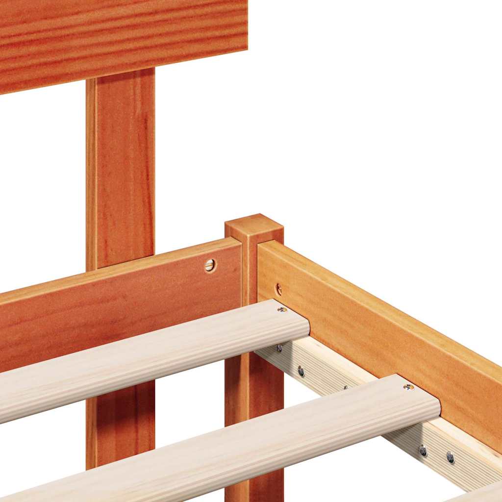 Bed Frame with Headboard Brown 120 x 190 cm Solid Pine wood