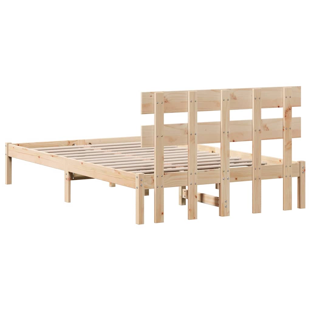Bed Frame with Headboard Brown 140 x 190 cm Solid Pine wood