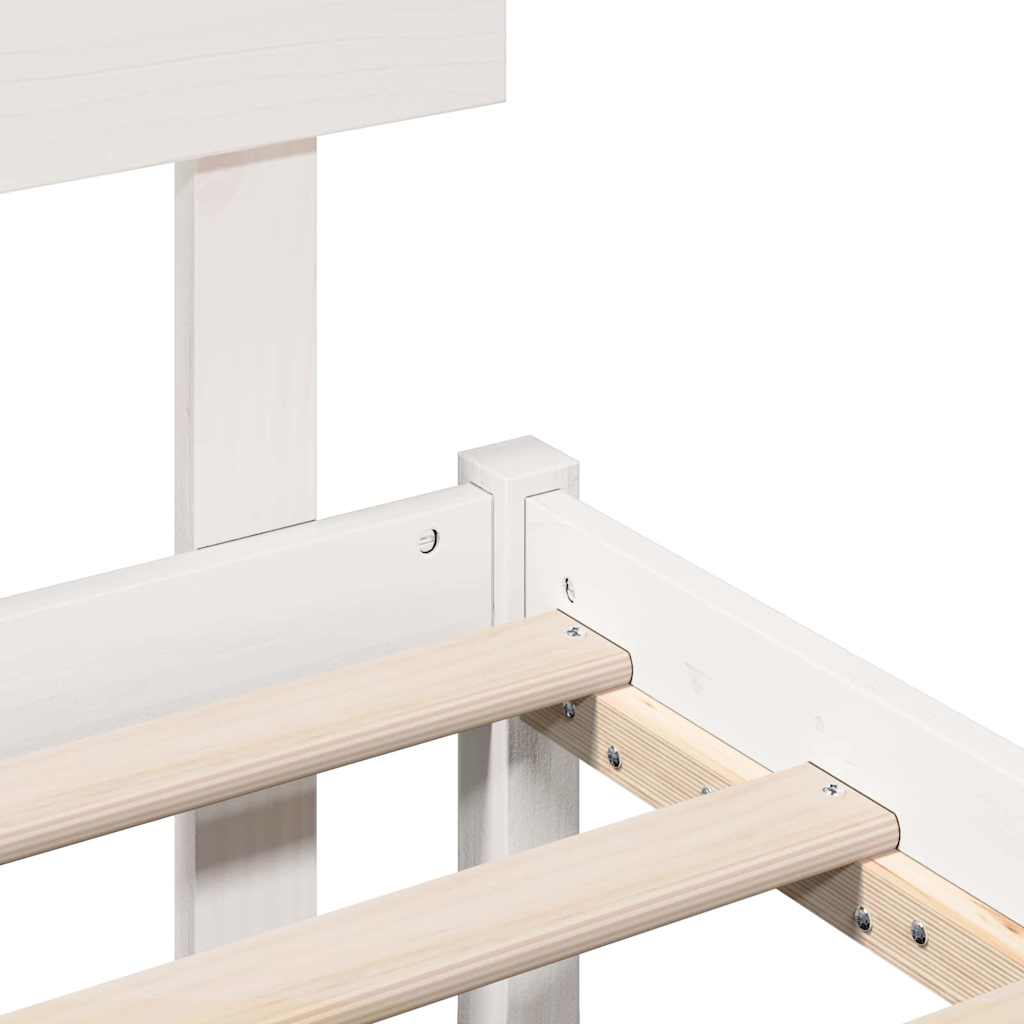 Bed Frame with Headboard White 135 x 190 cm Solid Pine wood