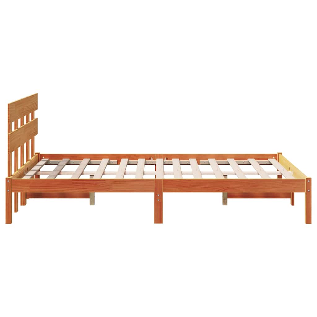 Bed Frame with Headboard Brown 135 x 190 cm Solid Pine wood