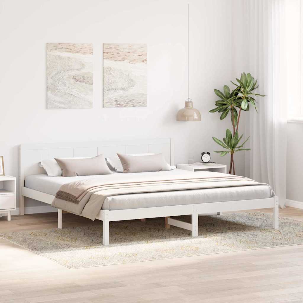 Bed Frame White 180 x 200 cm Solid Pine wood