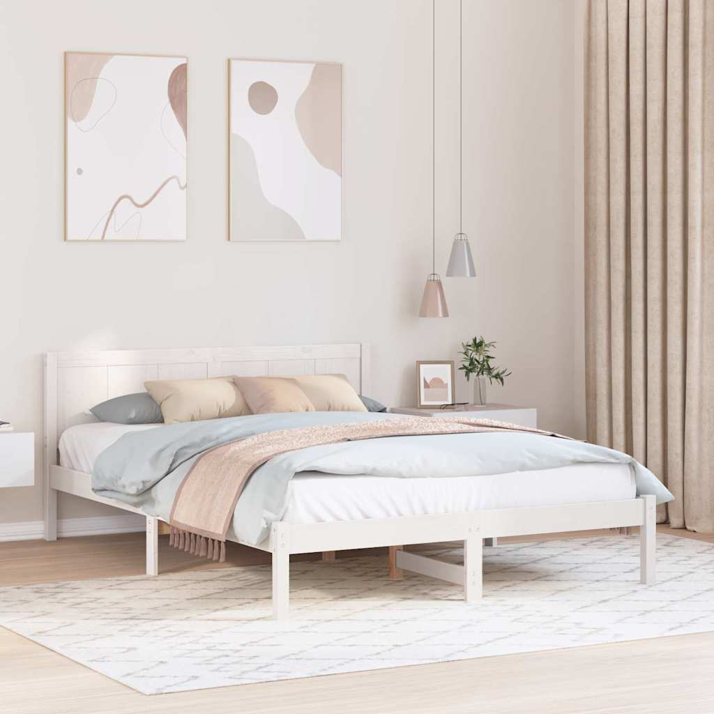Bed Frame White 160 x 200 cm Solid Pine wood