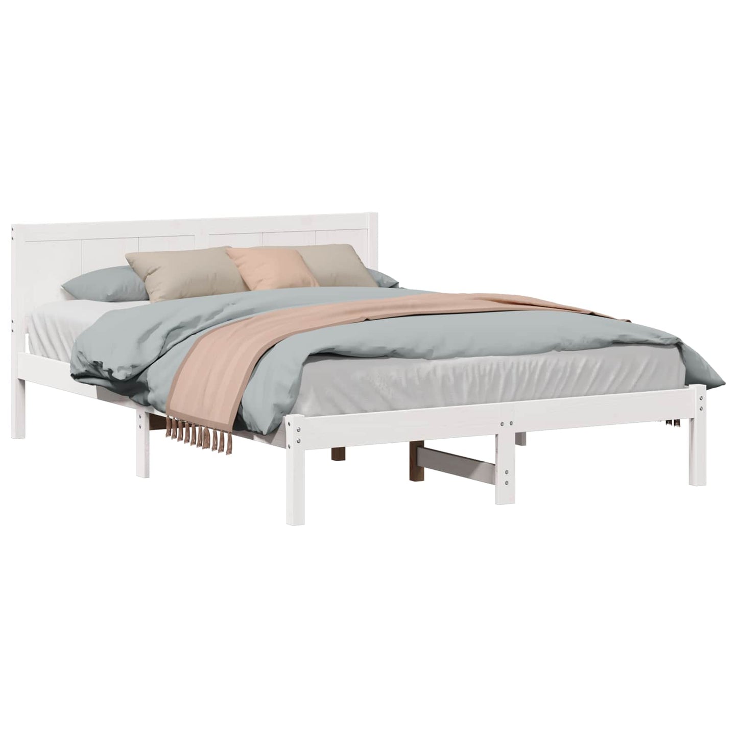Bed Frame White 160 x 200 cm Solid Pine wood