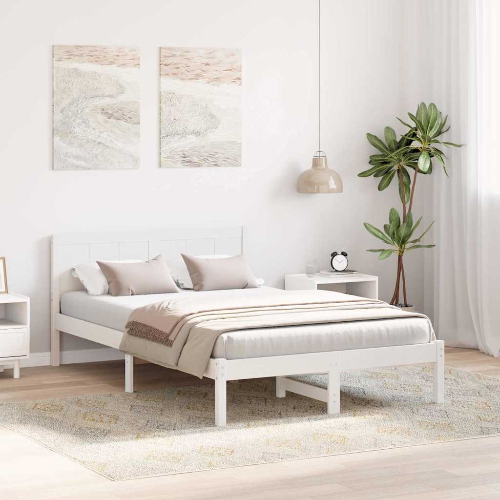 Bed Frame White 120 x 200 cm Solid Pine wood
