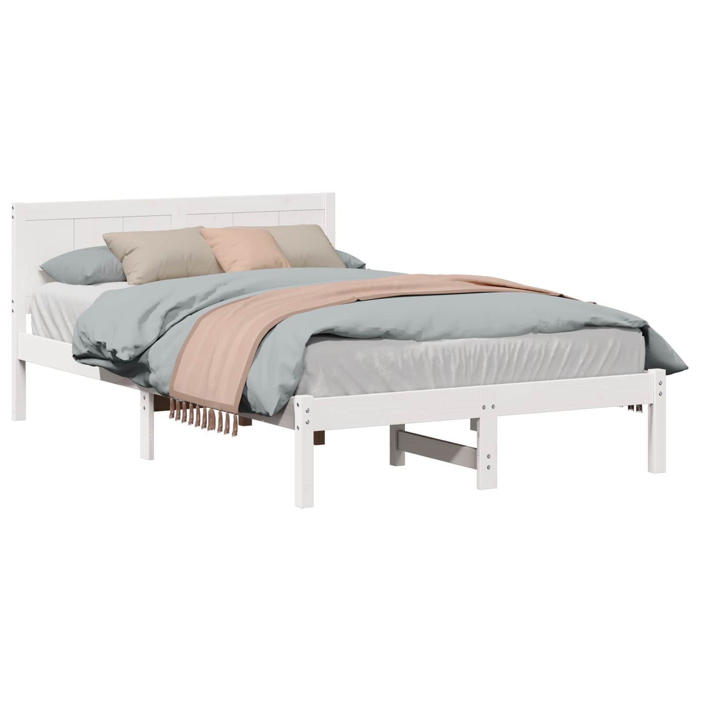 Bed Frame White 140 x 190 cm Solid Pine wood