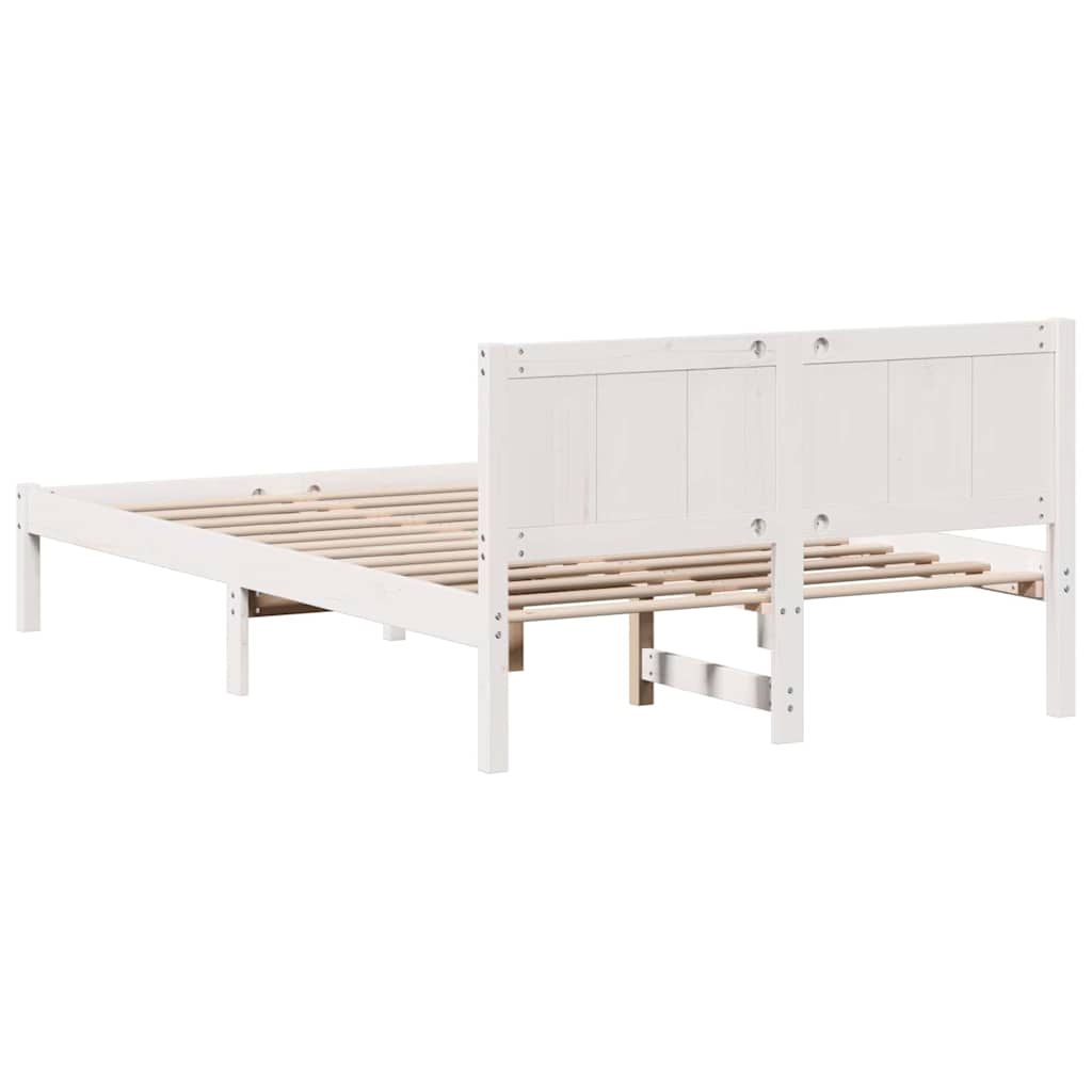 Bed Frame White 140 x 190 cm Solid Pine wood