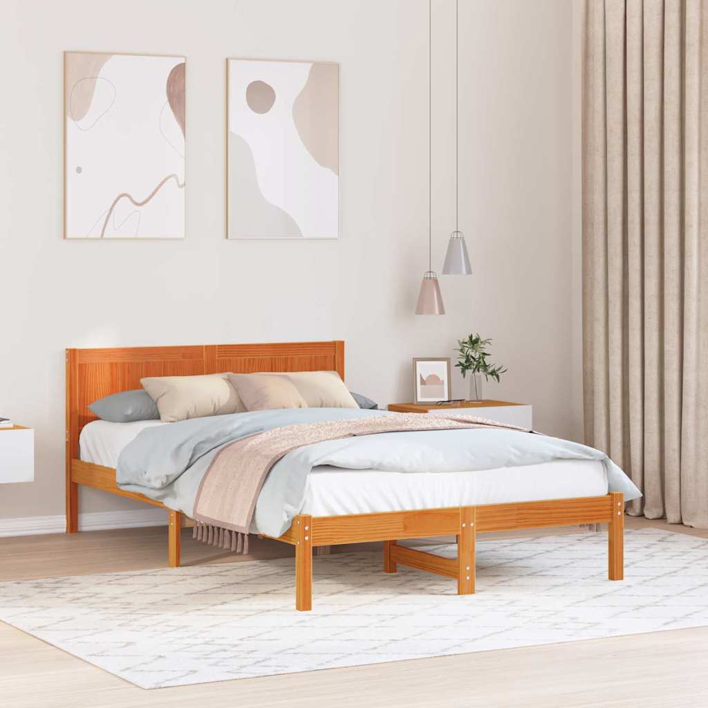 Bed Frame Brown 140 x 190 cm Solid Pine wood