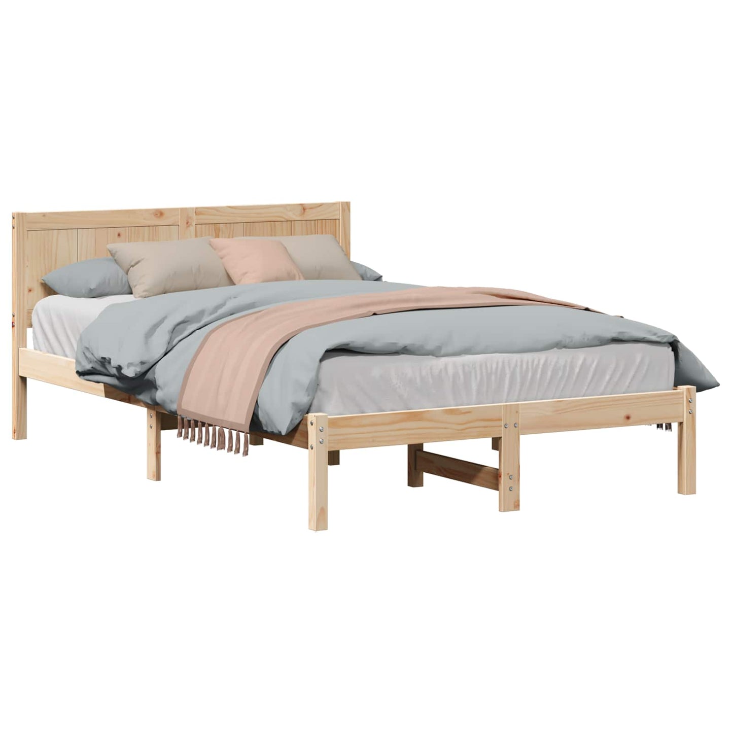 Bed Frame Brown 135 x 190 cm Solid Pine wood