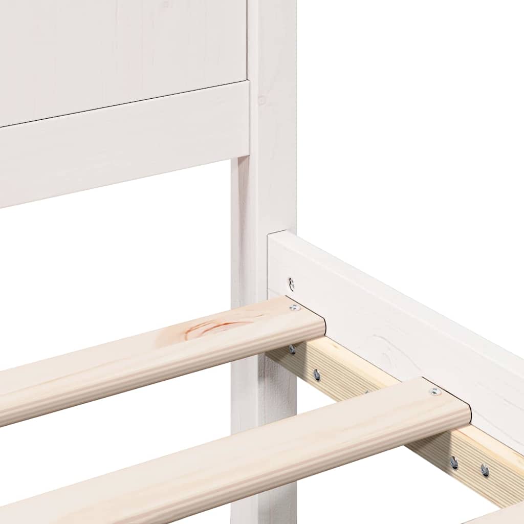 Bed Frame White 120 x 190 cm Solid Pine wood