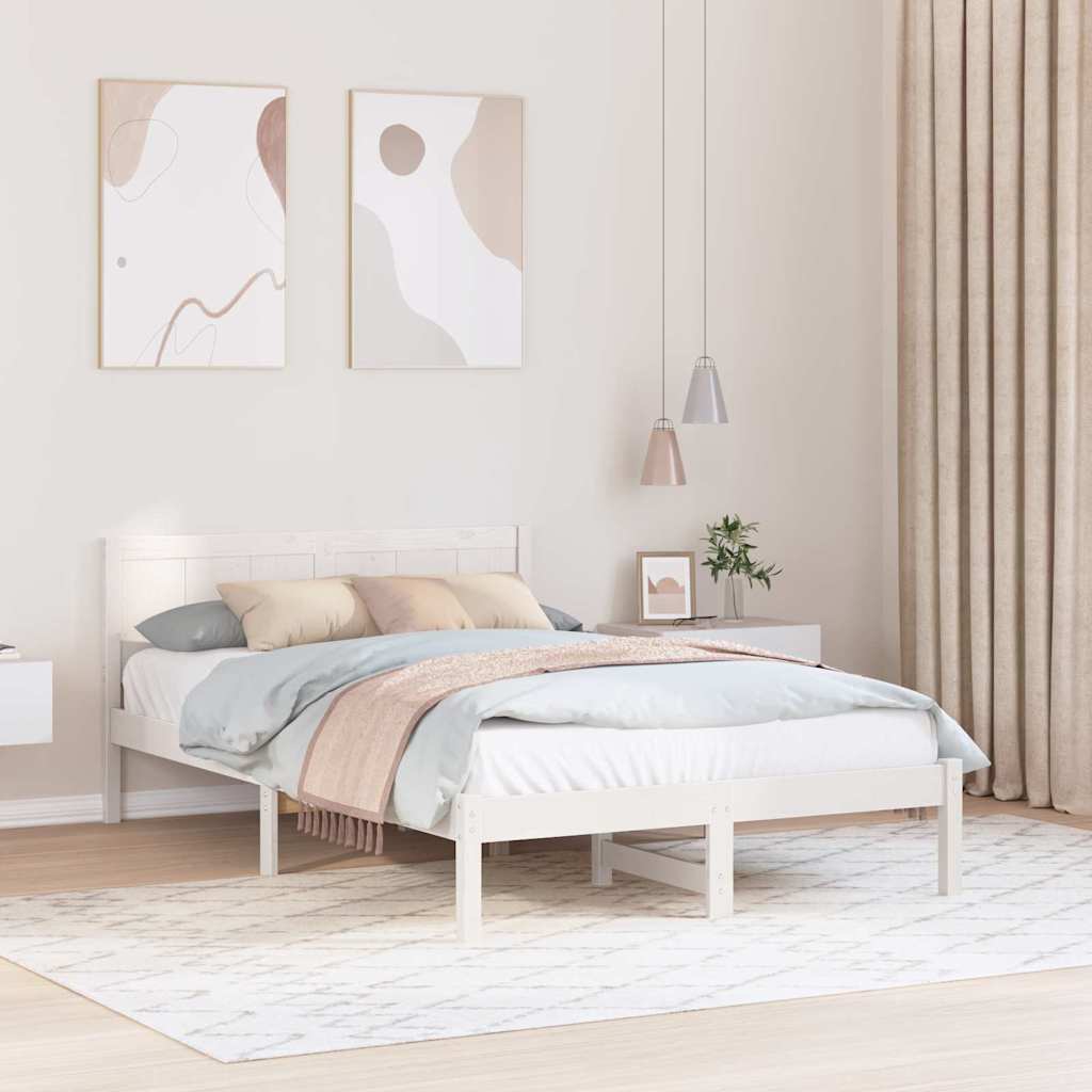Bed Frame White 120 x 190 cm Solid Pine wood