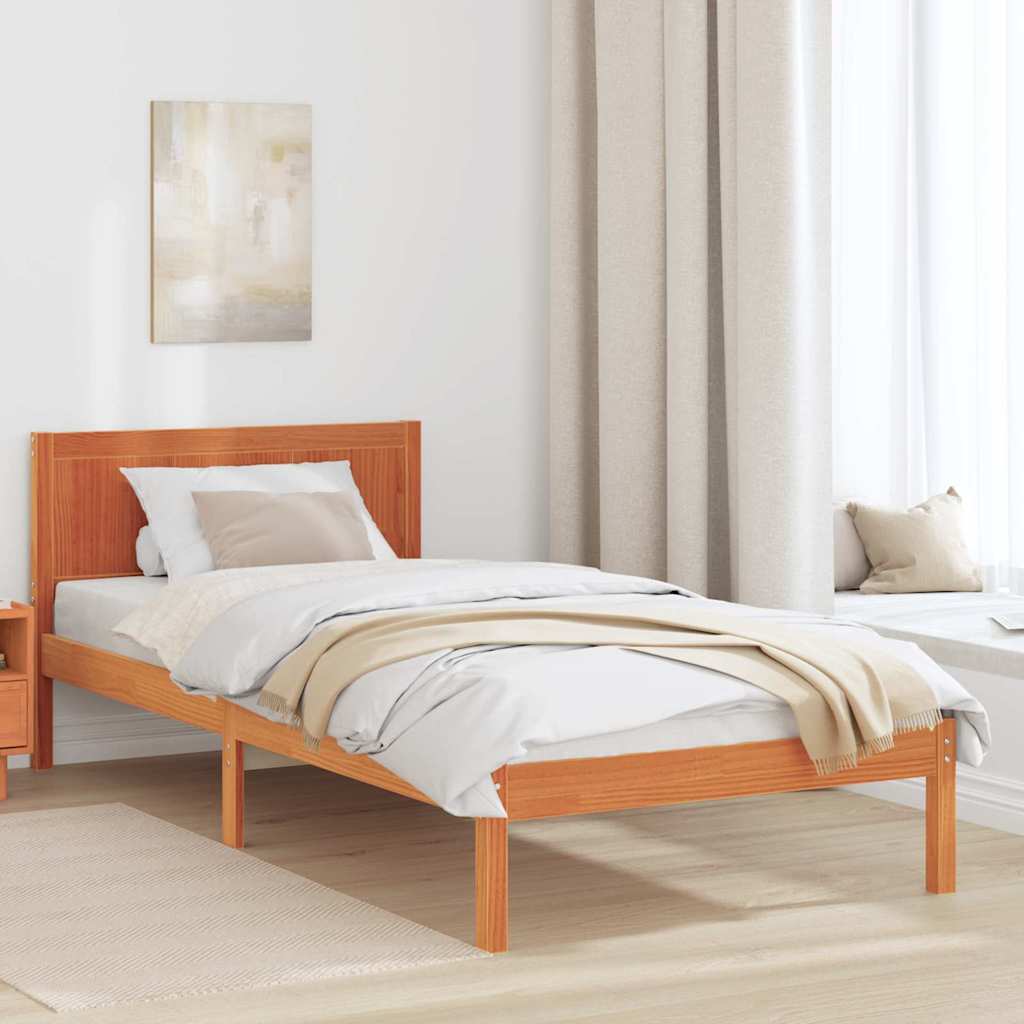Bed Frame Brown 100 x 200 cm Solid Pine wood
