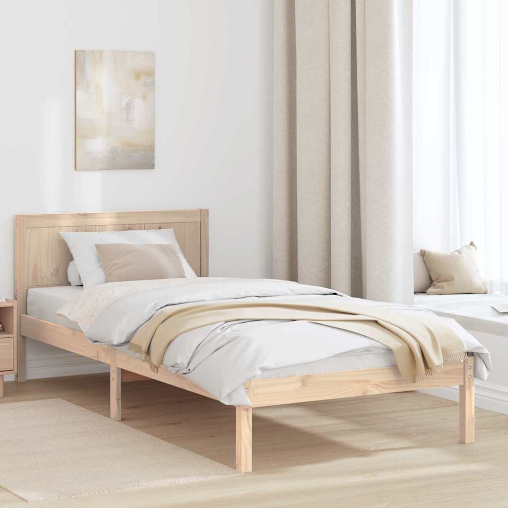Bed Frame Brown 90 x 190 cm Solid Pine wood